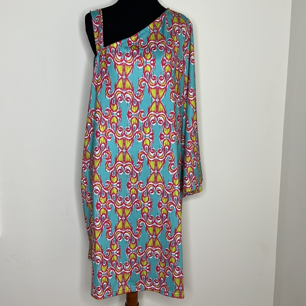 TRACY NEGOSHIAN Rylee-Ikat Pink Print Dress XL